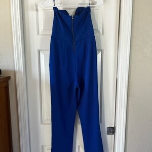 Express Royal Blue Strapless Jumpsuit with Front Zipper